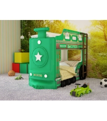 Двухъярусная кровать машина Паровоз мини зеленый
